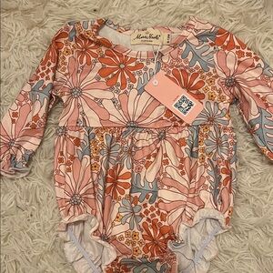 Kids Floral One Piece - Pink and Orange